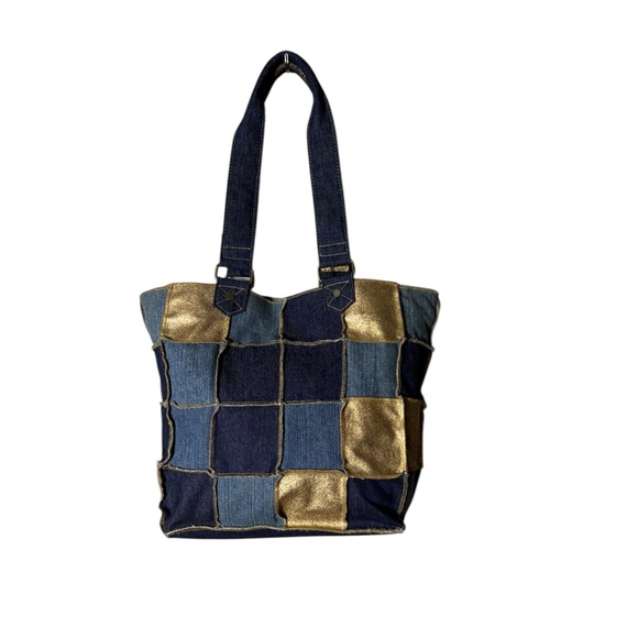 Vintage Levis Patchwork Shoulder Bag Purse Bohemian Denim Hippie Festival Hobo - Picture 2 of 6